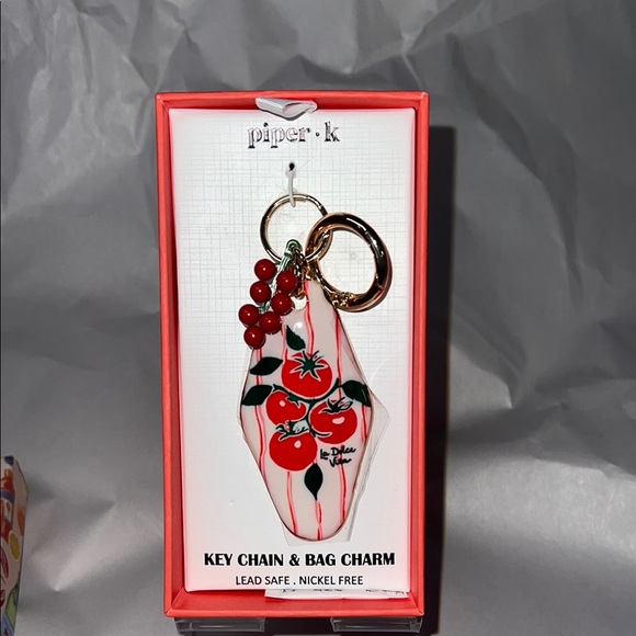 🍅Piper K Tomato Red and Gold Bag Charm!! - Picture 1 of 3